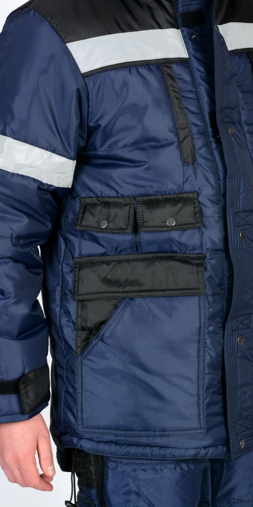 Костюм СИРИУС-БЕРКУТ зимний: куртка дл., полукомбинезон синий с чёрным и СОП 50 мм