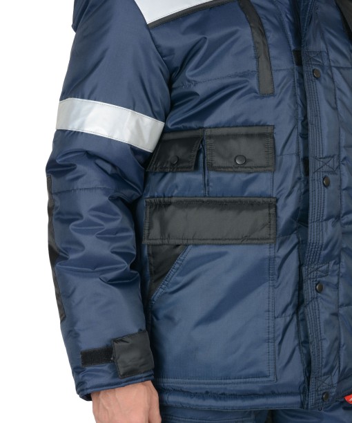 Костюм СИРИУС-БЕРКУТ зимний: куртка дл., полукомбинезон синий с чёрным и СОП 50 мм