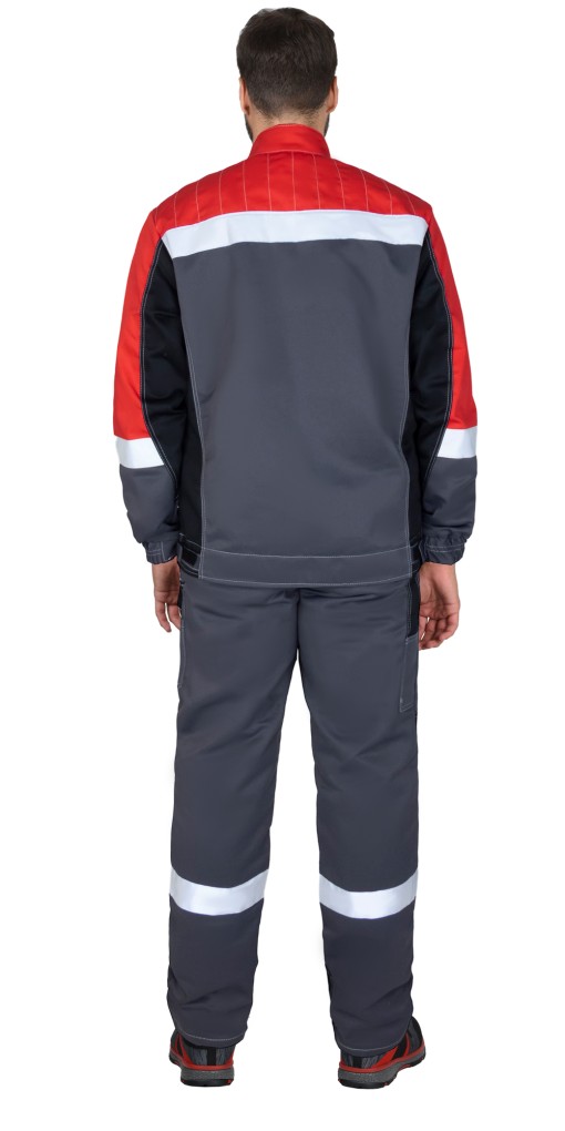 Костюм СИРИУС-ФАВОРИТ-МЕГА куртка/полукомбинезон, тёмно-серый с красным, черным и СОП