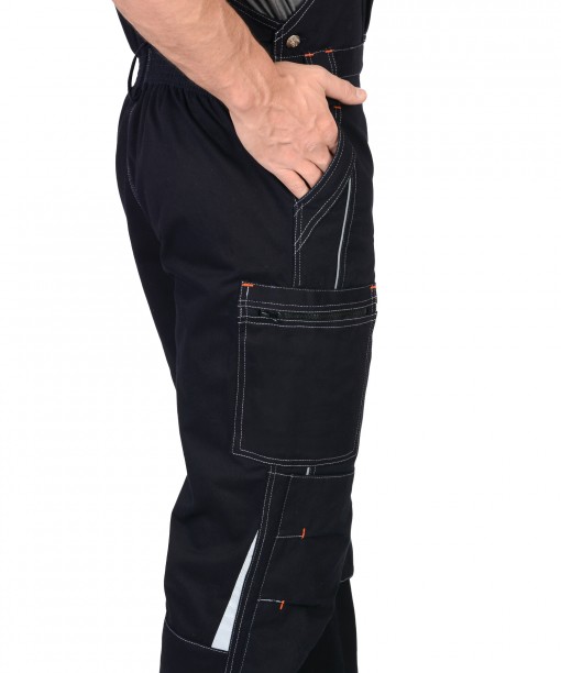 Костюм СИРИУС-ДЖЕТ куртка, полукомбинезон, темно-синий с васильковым и оранжевым и СОП (узб. Саржа)