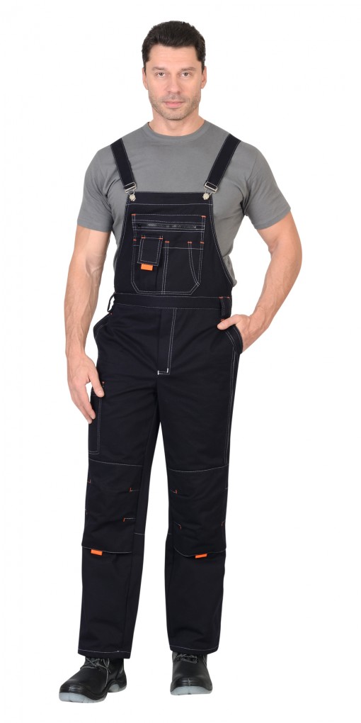 Костюм СИРИУС-ДЖЕТ куртка, полукомбинезон, темно-синий с васильковым и оранжевым и СОП (узб. Саржа)