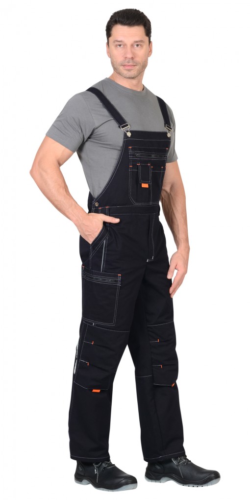 Костюм СИРИУС-ДЖЕТ куртка, полукомбинезон, темно-синий с васильковым и оранжевым и СОП (узб. Саржа)