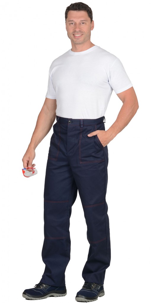 Костюм  СИРИУС-ИМПУЛЬС: куртка, брюки синий с красным кантом ( узб. Саржа)