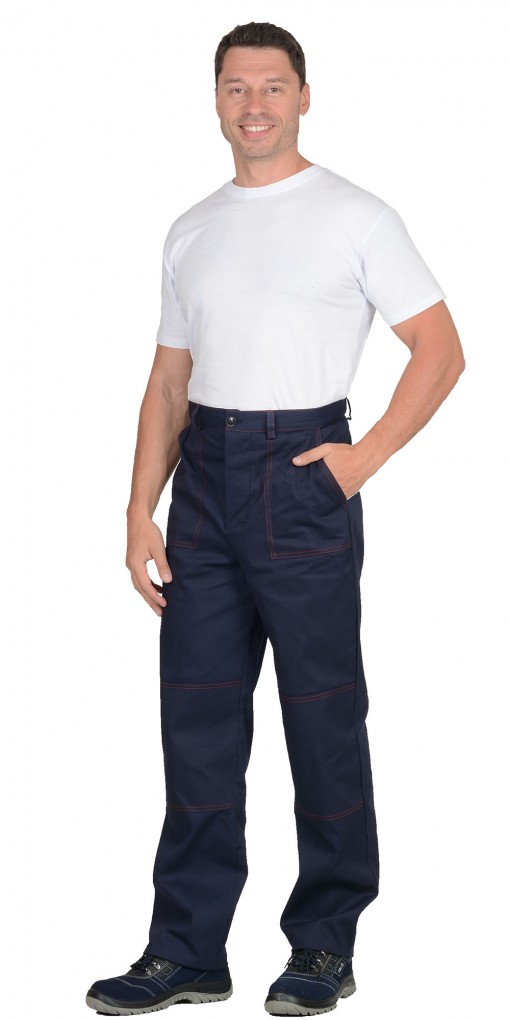 Костюм  СИРИУС-ИМПУЛЬС: куртка, брюки синий с красным кантом ( узб. Саржа)