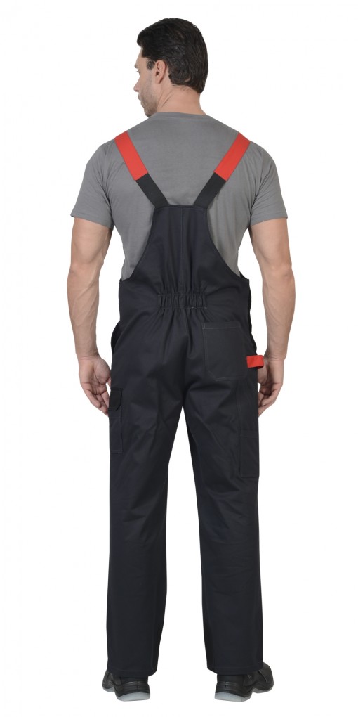 Костюм СИРИУС-ФАВОРИТ-МЕГА: куртка, полукомбинезон, темно-серый с красным и черным с СОП (узб.Саржа)