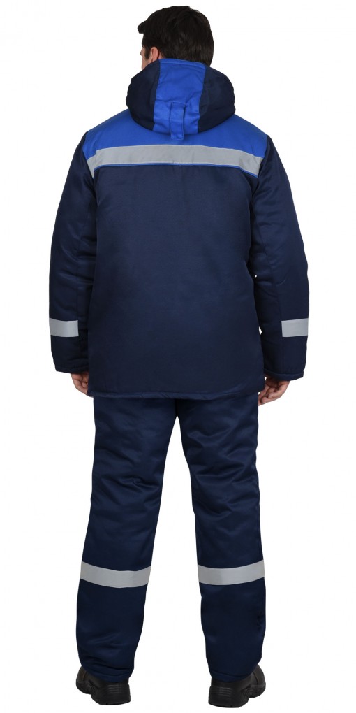 Костюм СИРИУС-РОСТ-НОРД-2 зимний: куртка дл/полукомбинезон темно-синий с васильковым и СОП