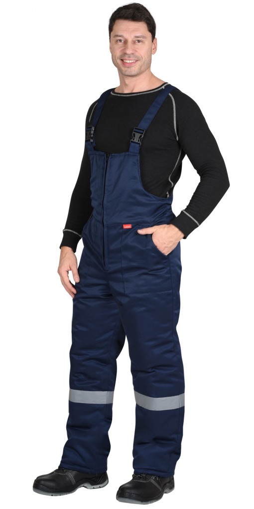 Костюм СИРИУС-РОСТ-НОРД-2 зимний: куртка дл/полукомбинезон темно-синий с васильковым и СОП