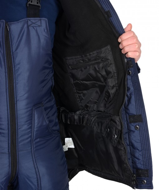 Костюм СИРИУС-БЕРКУТ зимний: куртка дл., полукомбинезон синий с чёрным и СОП 50 мм