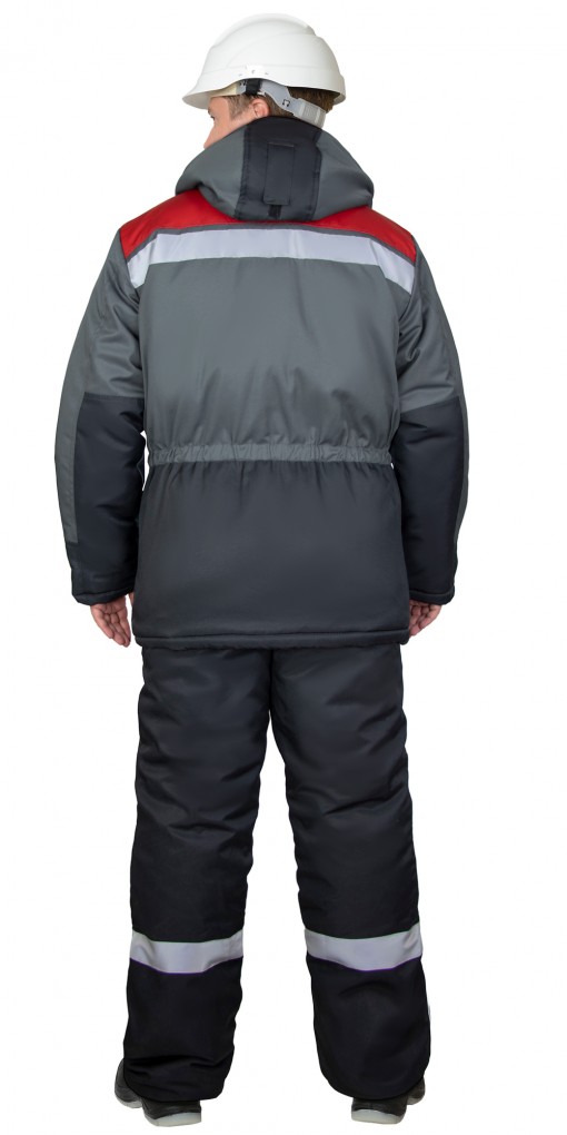 Костюм СИРИУС-ПАРИТЕТ-РОСС зимний: куртка, брюки черный с темно-серым, красным и СОП