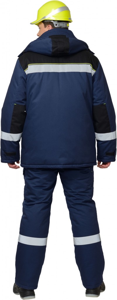 Костюм СИРИУС-БОСТОН зимний: куртка дл., полукомбинезон т.синий с вас. и чёрной отд.