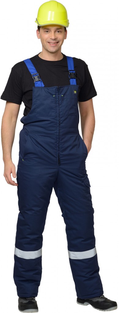 Костюм СИРИУС-БОСТОН зимний: куртка дл., полукомбинезон т.синий с вас. и чёрной отд.