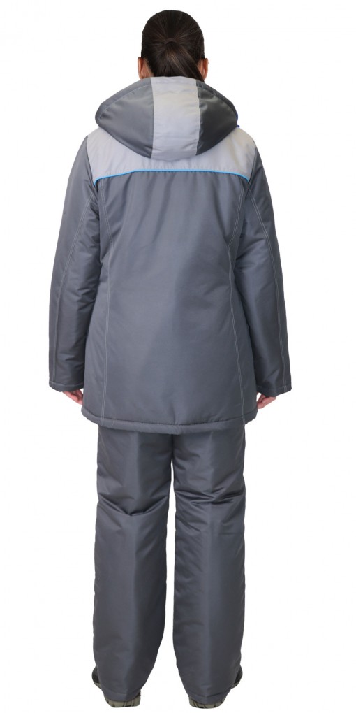Костюм СИРИУС-ФАВОРИТ зимний женский: куртка, брюки т.серый со св.серым и голубым
