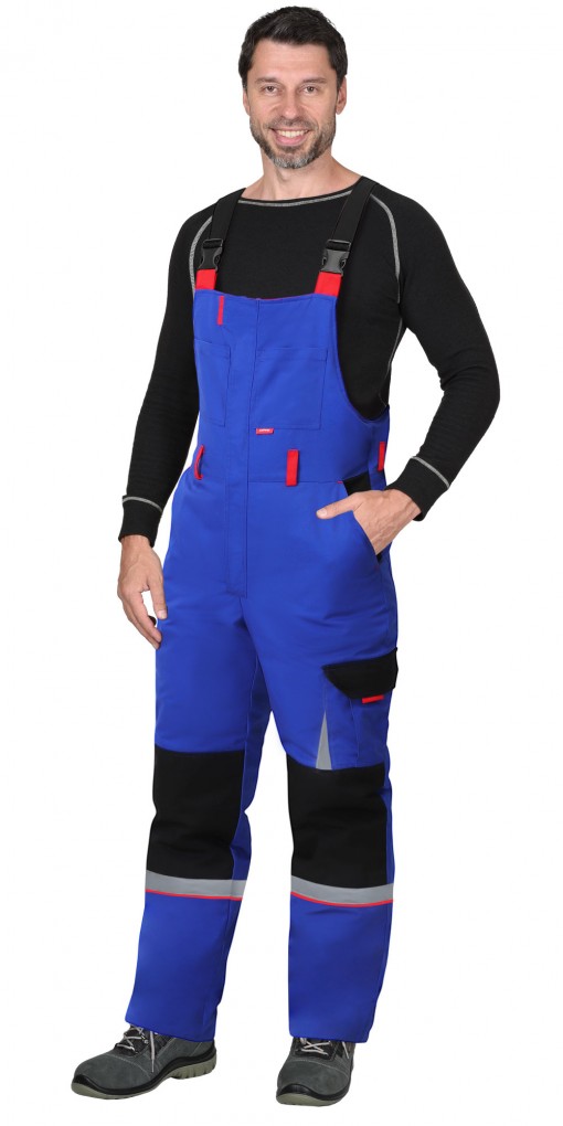 Костюм СИРИУС-СТАН зимний: куртка, полукомбинезон васильковый с черным и красным и СОП