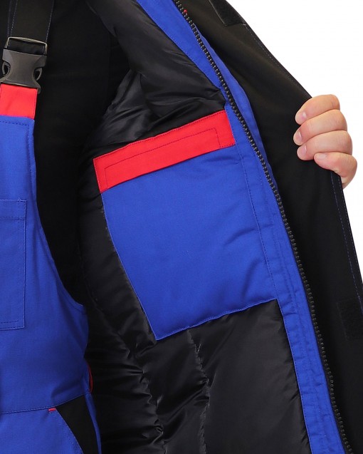 Костюм СИРИУС-СТАН зимний: куртка, полукомбинезон васильковый с черным и красным и СОП