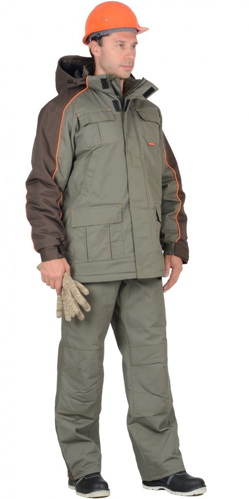 Костюм СИРИУС-Кобальт зимний: куртка, брюки, оливковый с темно-коричневым