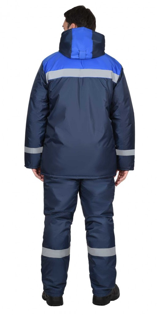Костюм СИРИУС-РОСТ-НОРД-2 зимний: куртка дл/полукомбинезон темно-синий с васильковым и СОП
