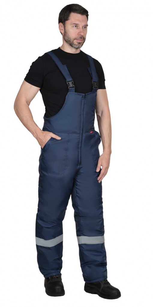 Костюм СИРИУС-РОСТ-НОРД-2 зимний: куртка дл/полукомбинезон темно-синий с васильковым и СОП