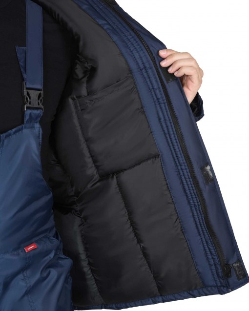 Костюм СИРИУС-РОСТ-НОРД-2 зимний: куртка дл/полукомбинезон темно-синий с васильковым и СОП