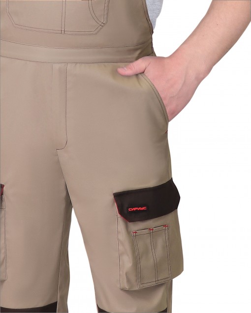 Полукомбинезон СИРИУС-ДЖЕТ БРАУН песочные с т.коричневым стрейч