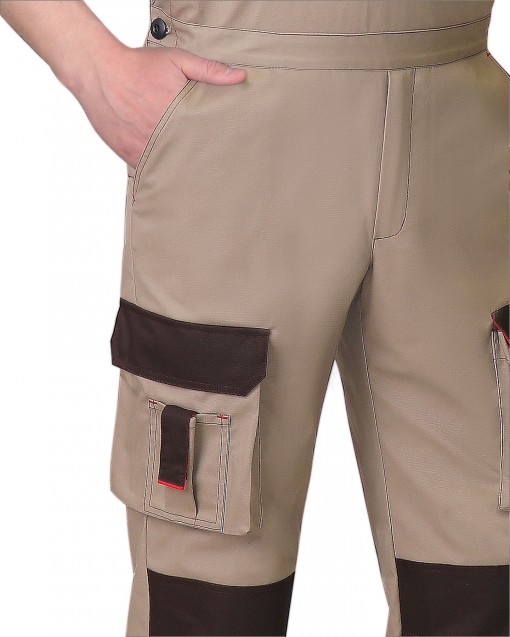 Полукомбинезон СИРИУС-ДЖЕТ БРАУН песочные с т.коричневым стрейч