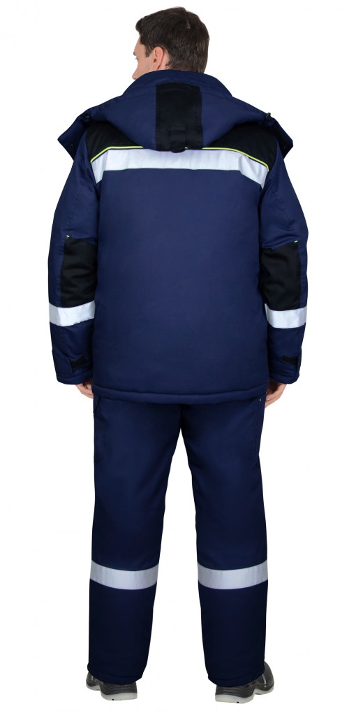 Костюм СИРИУС-БОСТОН-РОСС зимний: куртка , полукомбинезон, синий с васильковым, чёрной отделкой и СОП