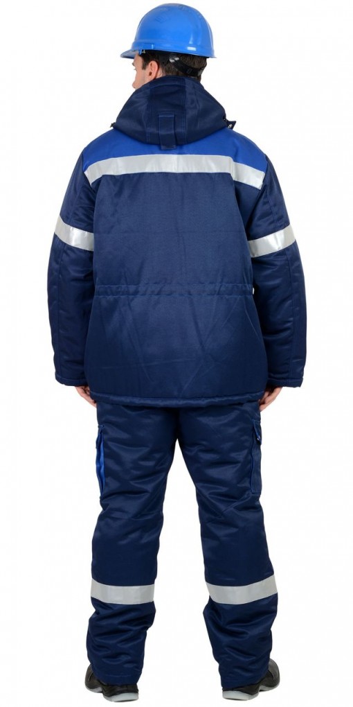 Костюм СИРИУС-ТИТАН зимний: куртка дл., полукомбинезон темно-синий с васильковым и СОП-50мм