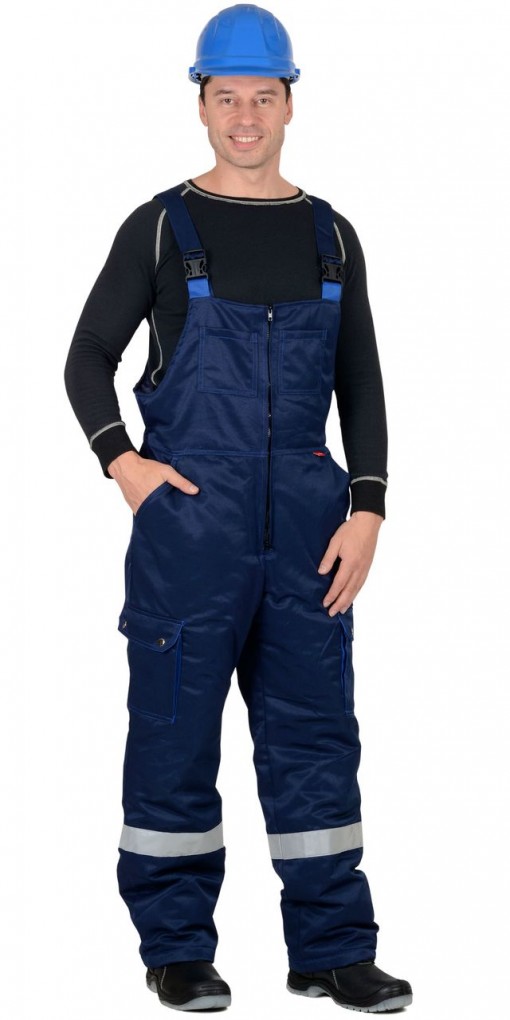 Костюм СИРИУС-ТИТАН зимний: куртка дл., полукомбинезон темно-синий с васильковым и СОП-50мм