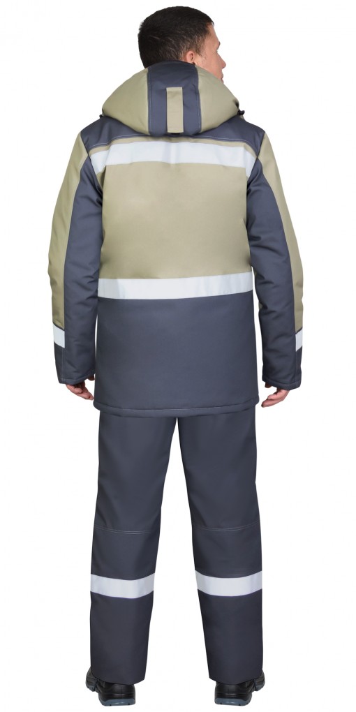 Костюм СИРИУС-ПАРИТЕТ зимний: куртка дл./брюки тёмно-серый со светло-оливковым и СОП