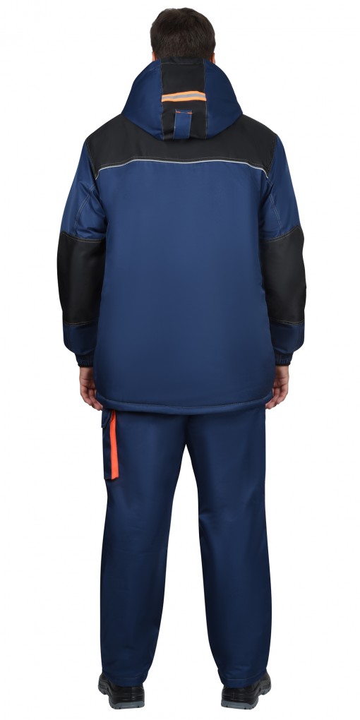 Костюм СИРИУС-МАНХЕТТЕН-М зимний: куртка дл/брюки, тёмно-синий с черным и кирпичной отделкой