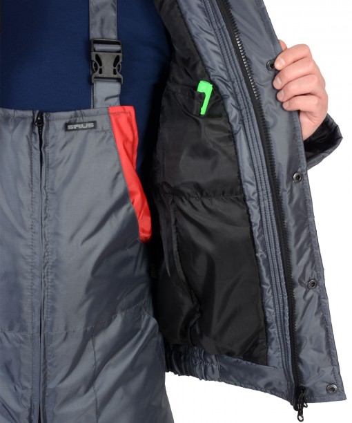 Костюм СИРИУС-ОРБИТА зимний: куртка кор.,полукомбинезон серый с красным и СОП