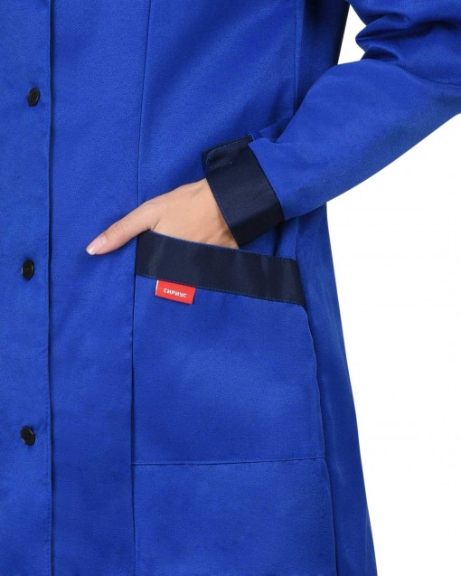 Халат СИРИУС-ТЕХНОЛОГ женский васильковый с тёмно-синим