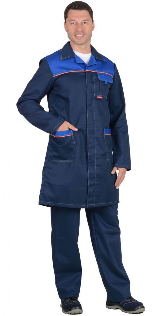 Халат СИРИУС-ФАВОРИТ тёмно-синий с васильковым