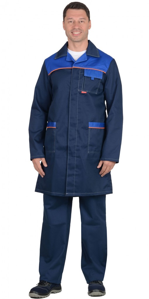 Халат СИРИУС-ФАВОРИТ тёмно-синий с васильковым