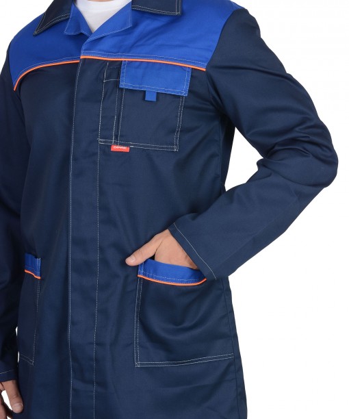 Халат СИРИУС-ФАВОРИТ тёмно-синий с васильковым