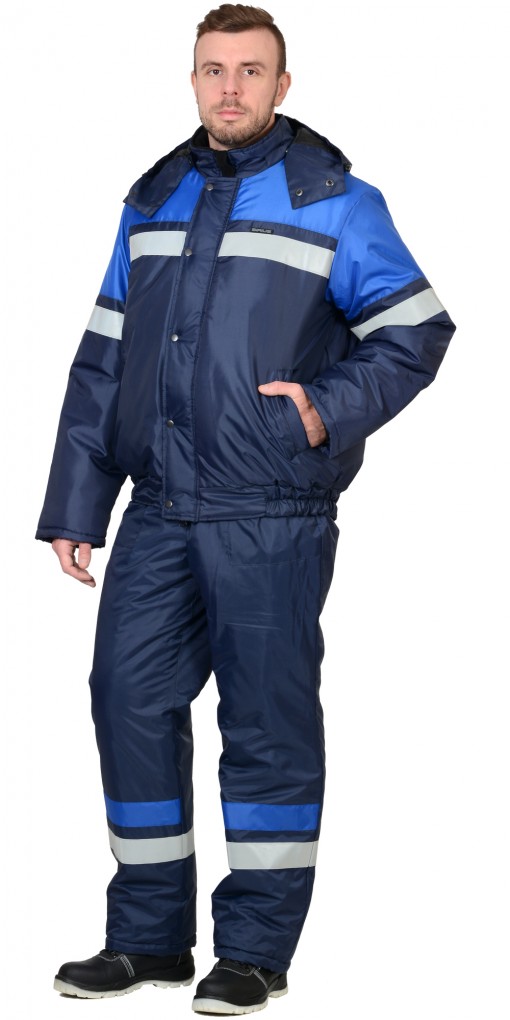 Костюм СИРИУС-ОРБИТА зимний: куртка кор.,полукомбинезон синий с васильковым и СОП