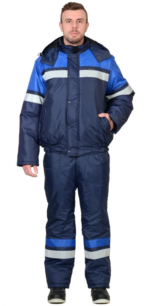 Костюм СИРИУС-ОРБИТА зимний: куртка кор.,полукомбинезон синий с васильковым и СОП