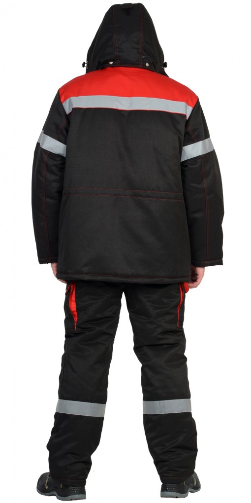 Костюм СИРИУС-ТИТАН зимний: куртка дл., полукомбинезон черный с красным и СОП-50мм.