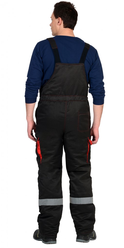 Костюм СИРИУС-ТИТАН зимний: куртка дл., полукомбинезон черный с красным и СОП-50мм.