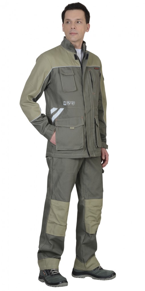 Куртка СИРИУС-ВЕСТ-ВОРК удлиненная темно-оливковая со светло-оливковым и СОП