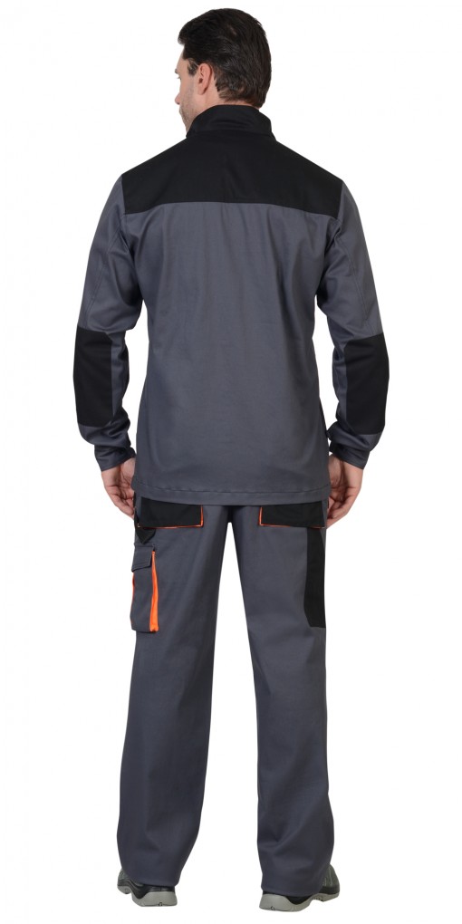 Куртка СИРИУС-МАНХЕТТЕН удлиненная темно-серая с оранжевым и черным