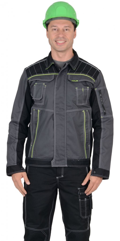 Куртка СИРИУС-ПРЕСТИЖ темно-серая с черным и лимонным