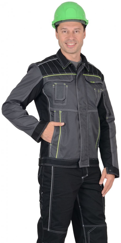 Куртка СИРИУС-ПРЕСТИЖ темно-серая с черным и лимонным