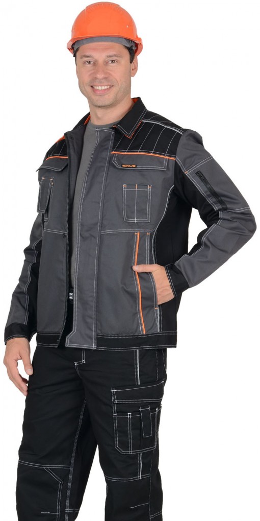 Куртка СИРИУС-ПРЕСТИЖ темно-серая с черным и оранжевым