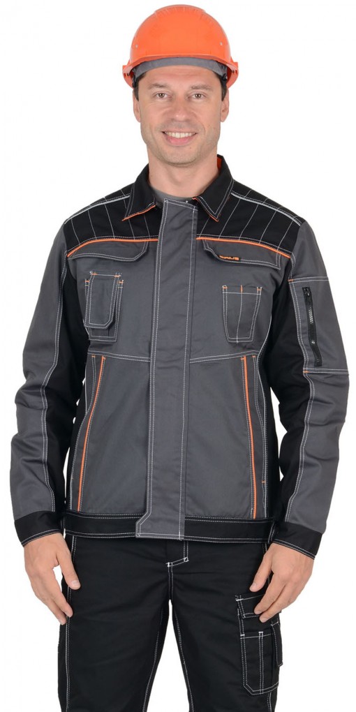 Куртка СИРИУС-ПРЕСТИЖ темно-серая с черным и оранжевым