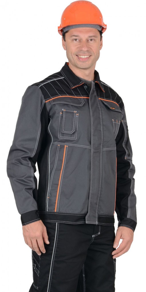 Куртка СИРИУС-ПРЕСТИЖ темно-серая с черным и оранжевым