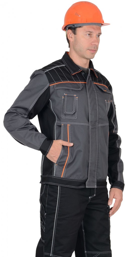 Куртка СИРИУС-ПРЕСТИЖ темно-серая с черным и оранжевым