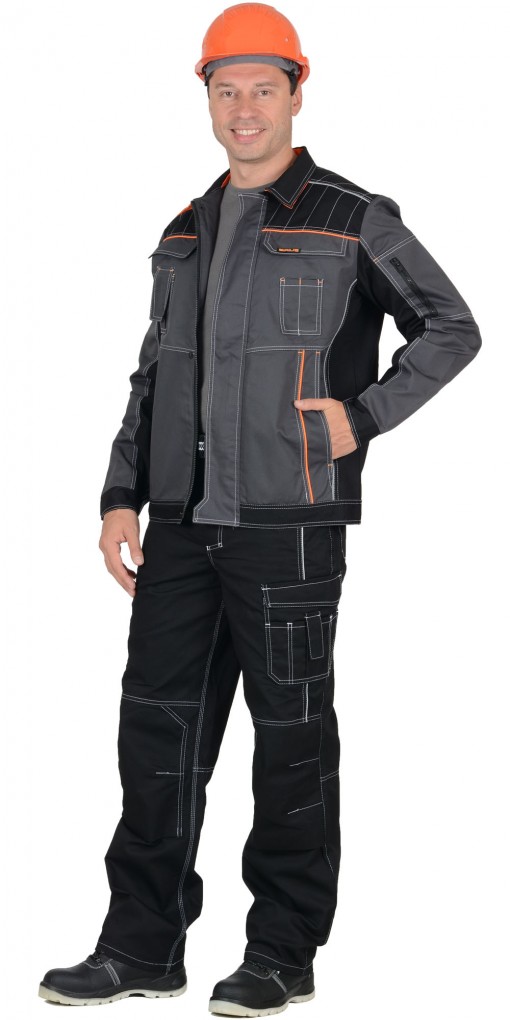 Куртка СИРИУС-ПРЕСТИЖ темно-серая с черным и оранжевым