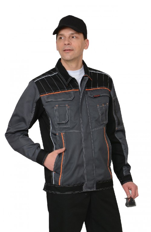 Куртка СИРИУС-ПРЕСТИЖ темно-серая с черным и оранжевым
