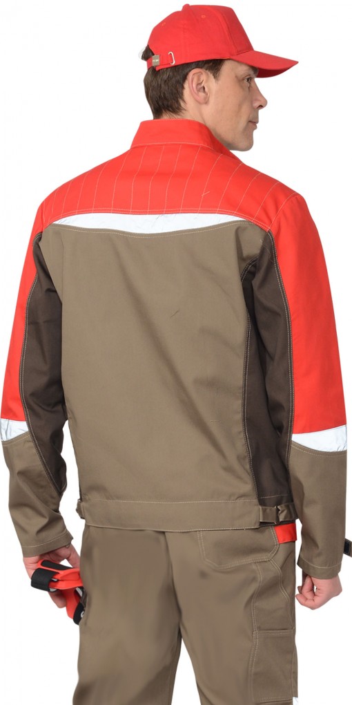 Куртка СИРИУС-ФАВОРИТ-МЕГА светло-коричневая с коричневым и красным и СОП