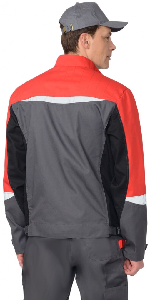 Куртка СИРИУС-ФАВОРИТ-МЕГА серая с красным и черным и СОП